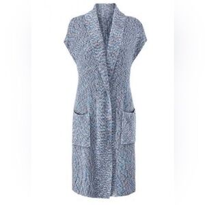 Cabi Cardigan Sweater Vest Sz M Napa Long Duster Knit Pockets Blue 3165 Casual